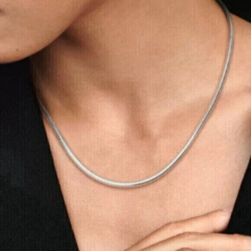 NWT Pandora Moments Snake Silver Chain Necklace Class 50cm Chain Necklace Round - Picture 3 of 4